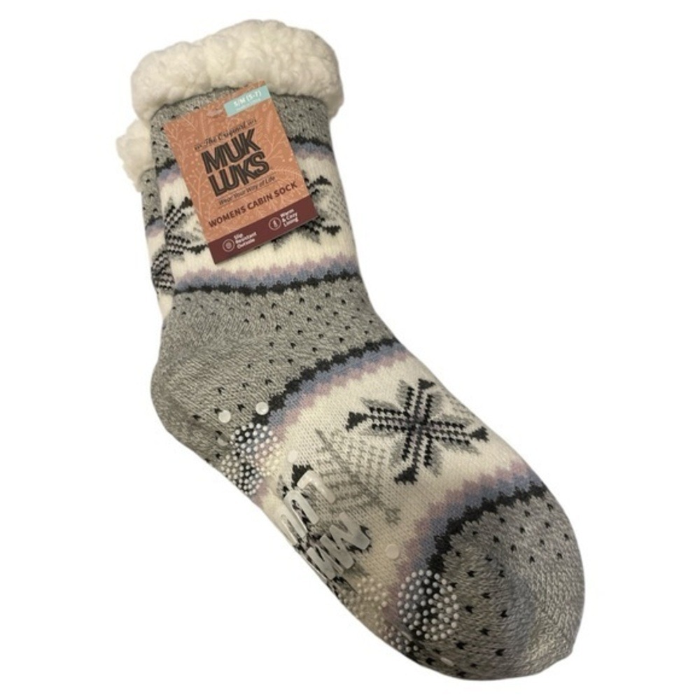 Muk Luks NWT Women's Slip Resistant Fleece Lined Cabin Socks Size‎ S/M 5-7